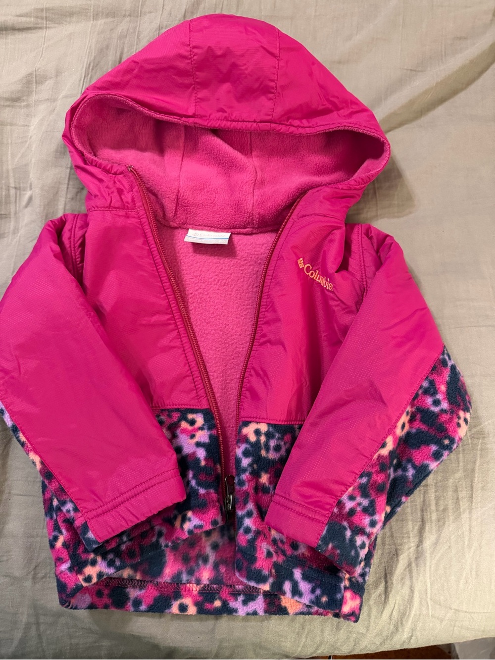 Hot Pink Fleece/Nylon Columbia Toddler zip Jacket